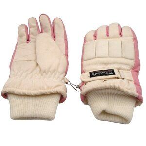 Thinsulate Insulated Sure Grip Gloves Womens Size L White Pink Ski Winter Sport